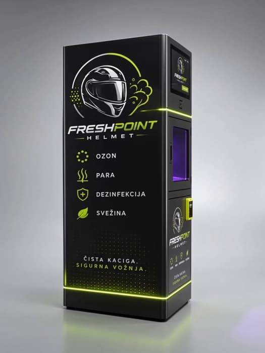 FreshPoint Helmet sanitizing kiosk